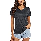 MAGCOMSEN Women's V Neck Workout Shirts Short Sleeve Moisture Wicking Yoga T-Shirts Quick Dry Athletic Tops