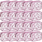 Shinylin 20 Pcs Cheer PVC Makeup Bag Cheer Teams Gifts Clear Makeup Case Cheerleader Teams Gifts Toiletry Zipper Pouch for Cheerleading Teammates Party Supplies,7.9 x 5.9 x 2.4''(Pink)