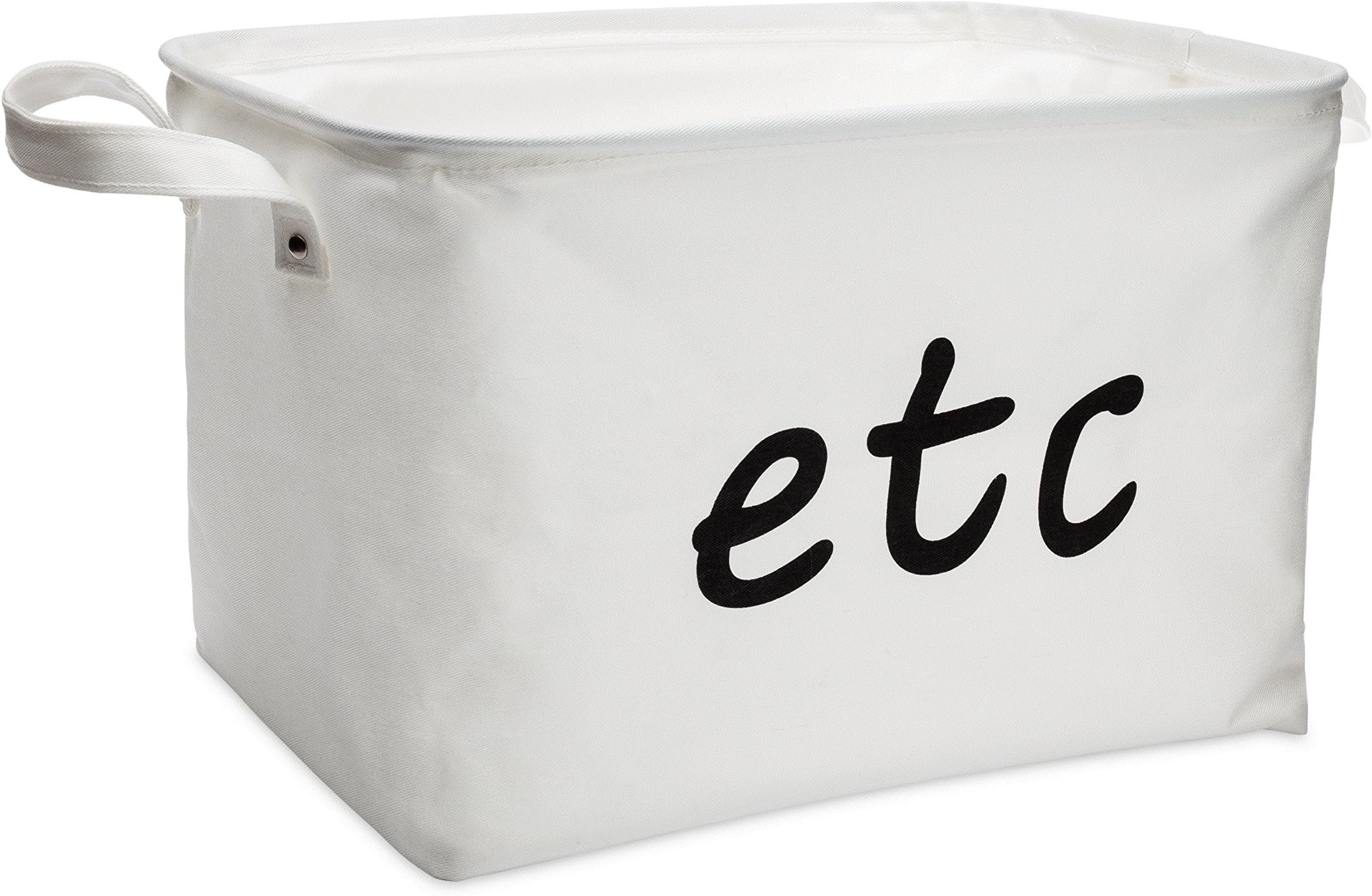 BasketsBinsBoxes White Canvas Cotton Storage Bin for Home Organization. Collapsible and perfect for use in Nurseries,Car Trunks,Shelves,Counter tops,Bathrooms or for Gifting!