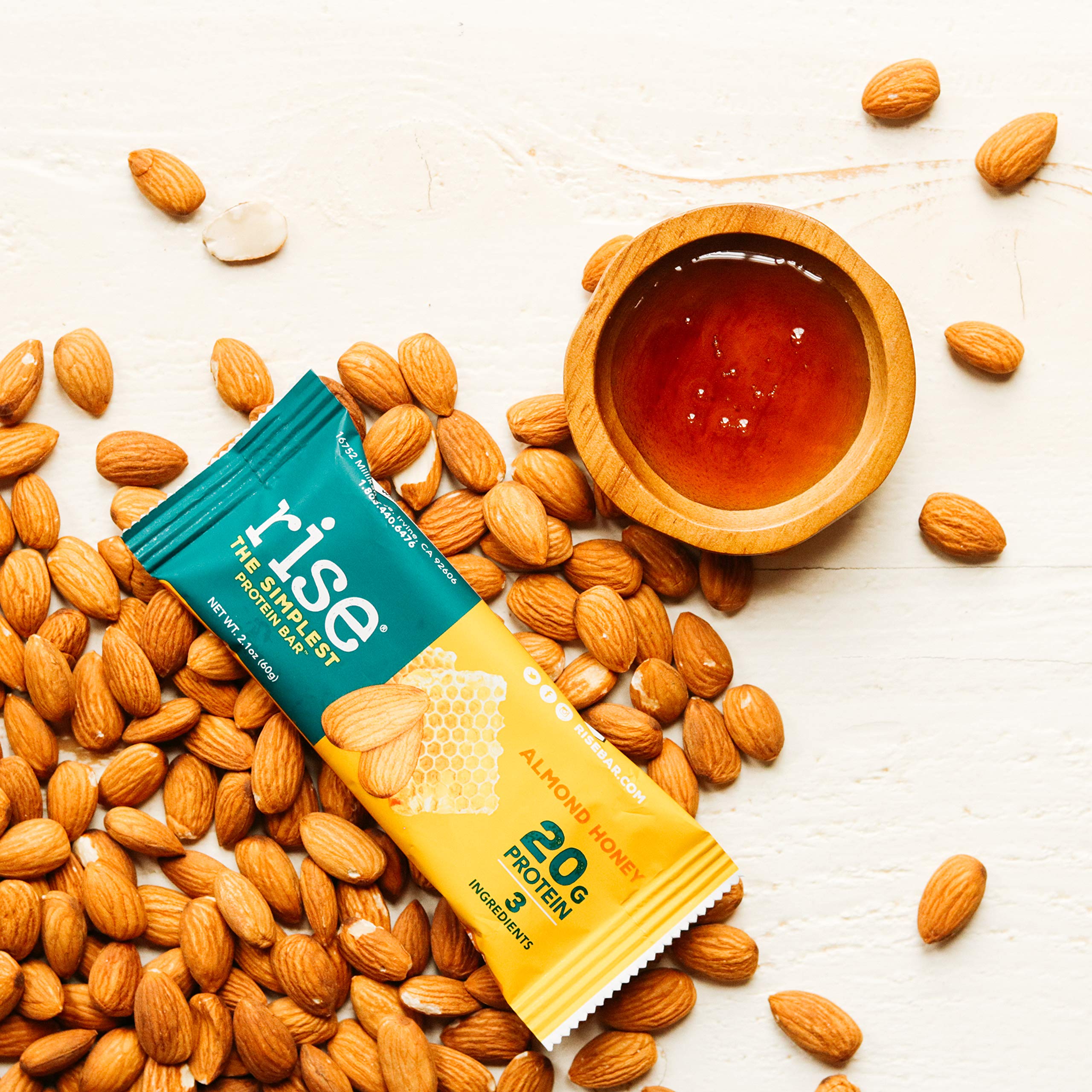 Rise Whey Protein Bar, Almond Honey, Healthy Breakfast & Snack Bar, 20g