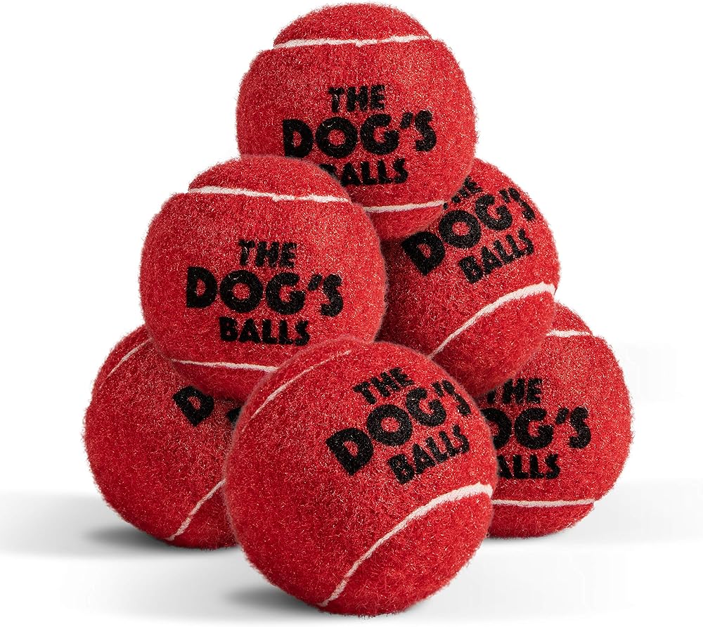 The Dog's Balls Dog Tennis Balls Red Small 6-Pack Non Abrasive Felt