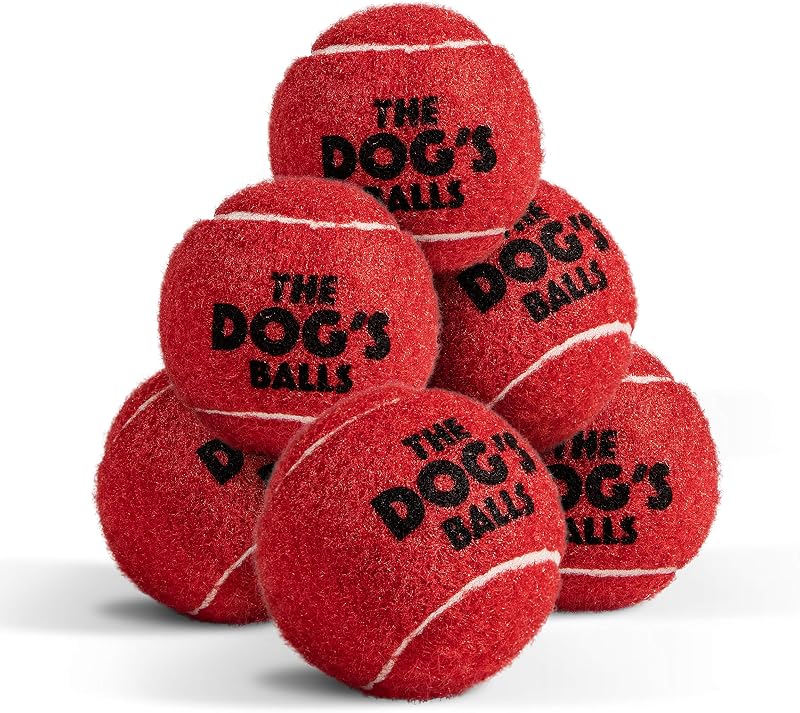 The Dog's Balls Dog Tennis Balls Red Small 6-Pack Non Abrasive Felt