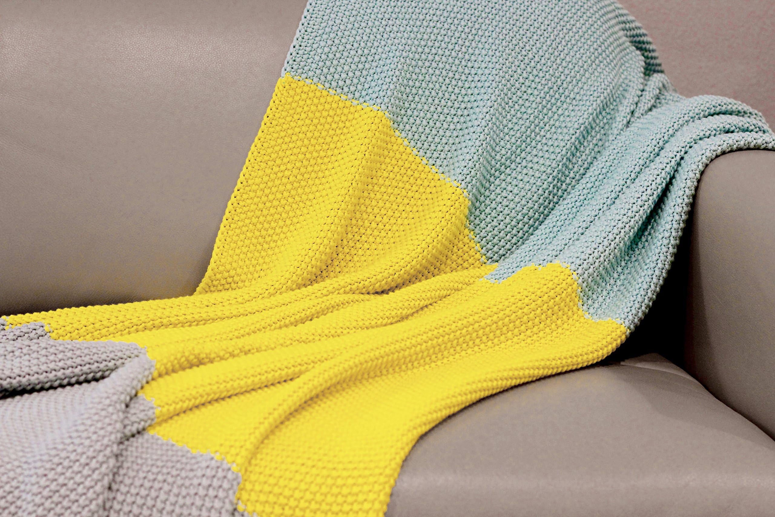 Moss Stitch Tri Color Throw Blanket - Zac Collection by Pink Lemonade - 100% Cotton - Summer/Bright/Colorful