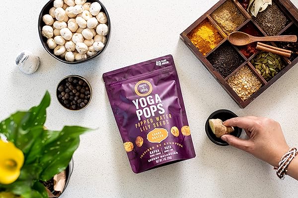 YOGA POPS- 3 PACKS OF CURRY DUSTED| POPPED WATER LILY SEED | ENERGY SNACK| GLUTEN FREE | PALEO | NUT FREE | CORN- FREE | ALL NATURAL | NON-GMO| NUTRITIOUS SUPER SNACK