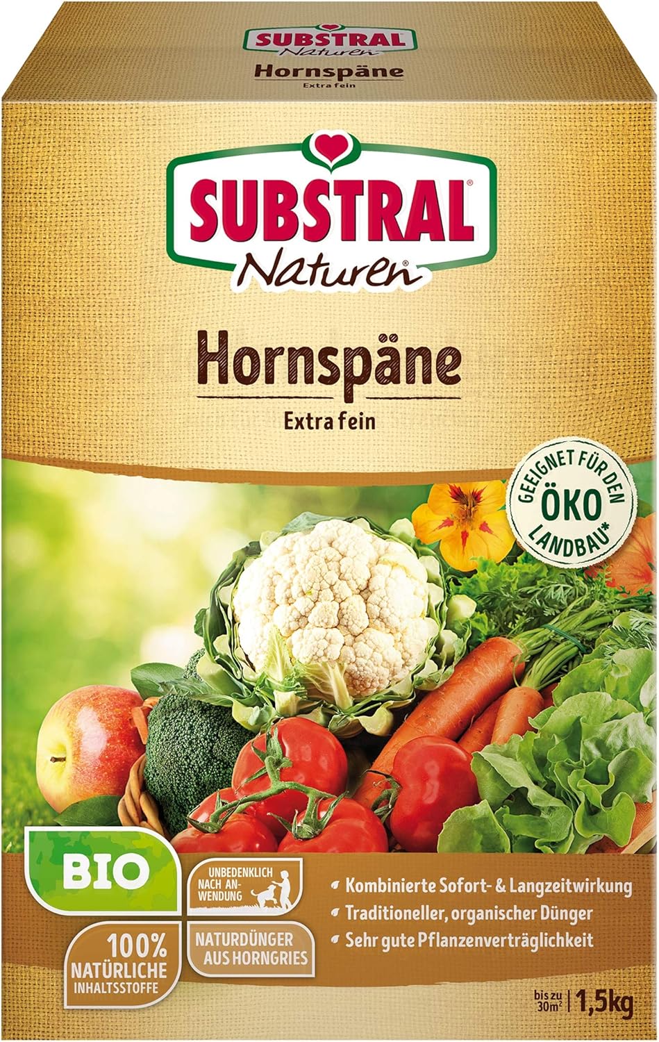 Substral Naturen Bio Hornspäne, Natürlich organischer Stickstoffdünger mit Sofort-und Langzeitwirkung, 3 kg