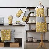 Penguin Home Set of 2 Recycled Cotton Tea Towels Mustard Grey Black 50x70 view 3