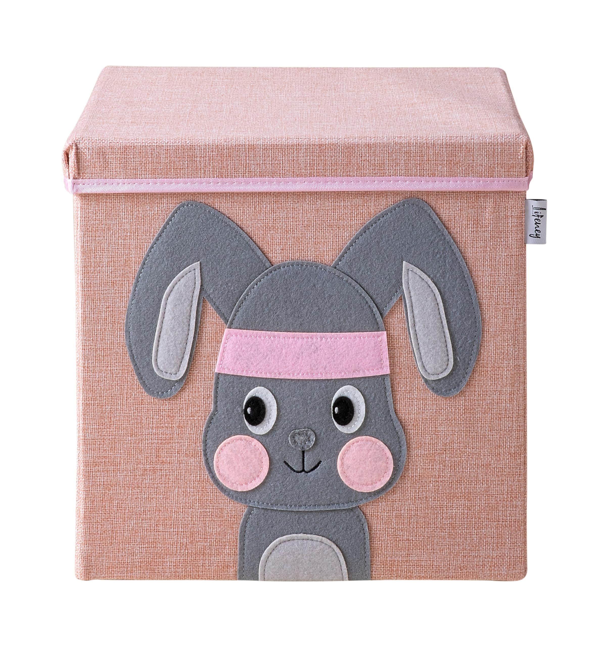 LIFENEY Storage Box with Lid and Cat Toy Box with Animal Motif Suitable for Cube Shelves Organiser Box for Children's Room