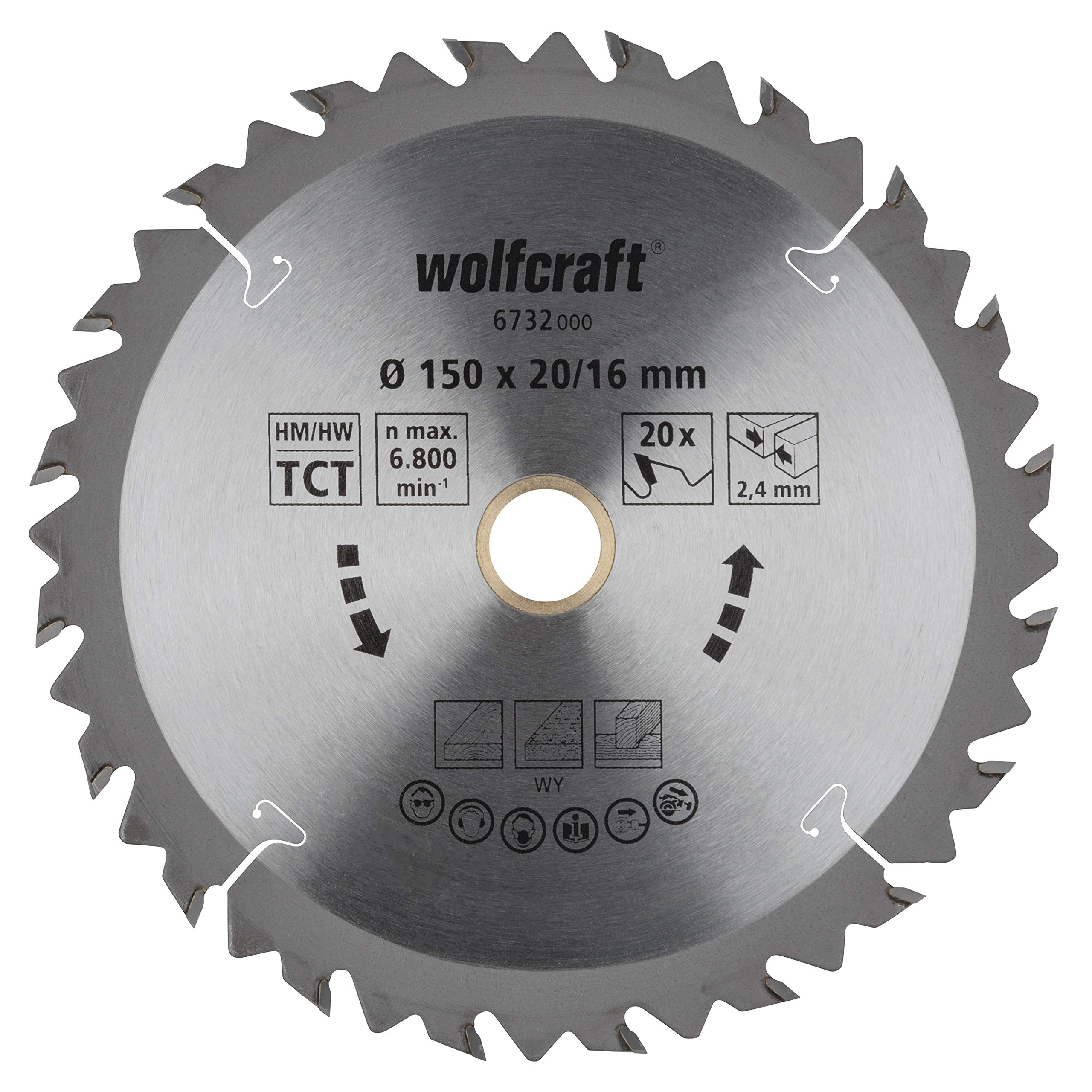 wolfcraft TC Circular Hand Saw Blade, Brown Series I 6732000 I Fast, Rough cuts