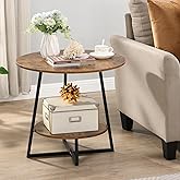 D&H FURNIMMT Accent Side Tables Living Room, 20" Modern Round End Table with Metal Frames, Bedside Round Nightstand, Small Co