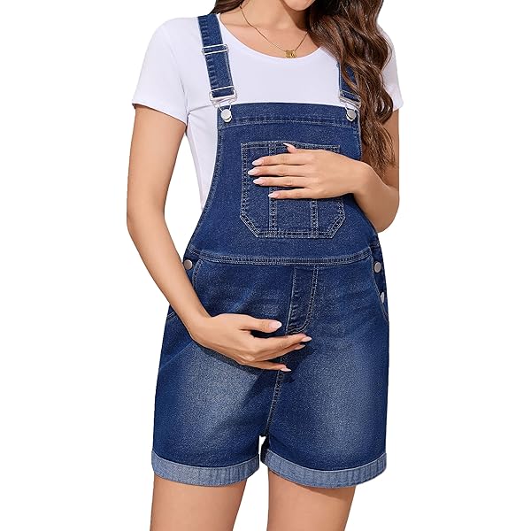maternity denim overall dress Navy Denim Maternity Overall Dress