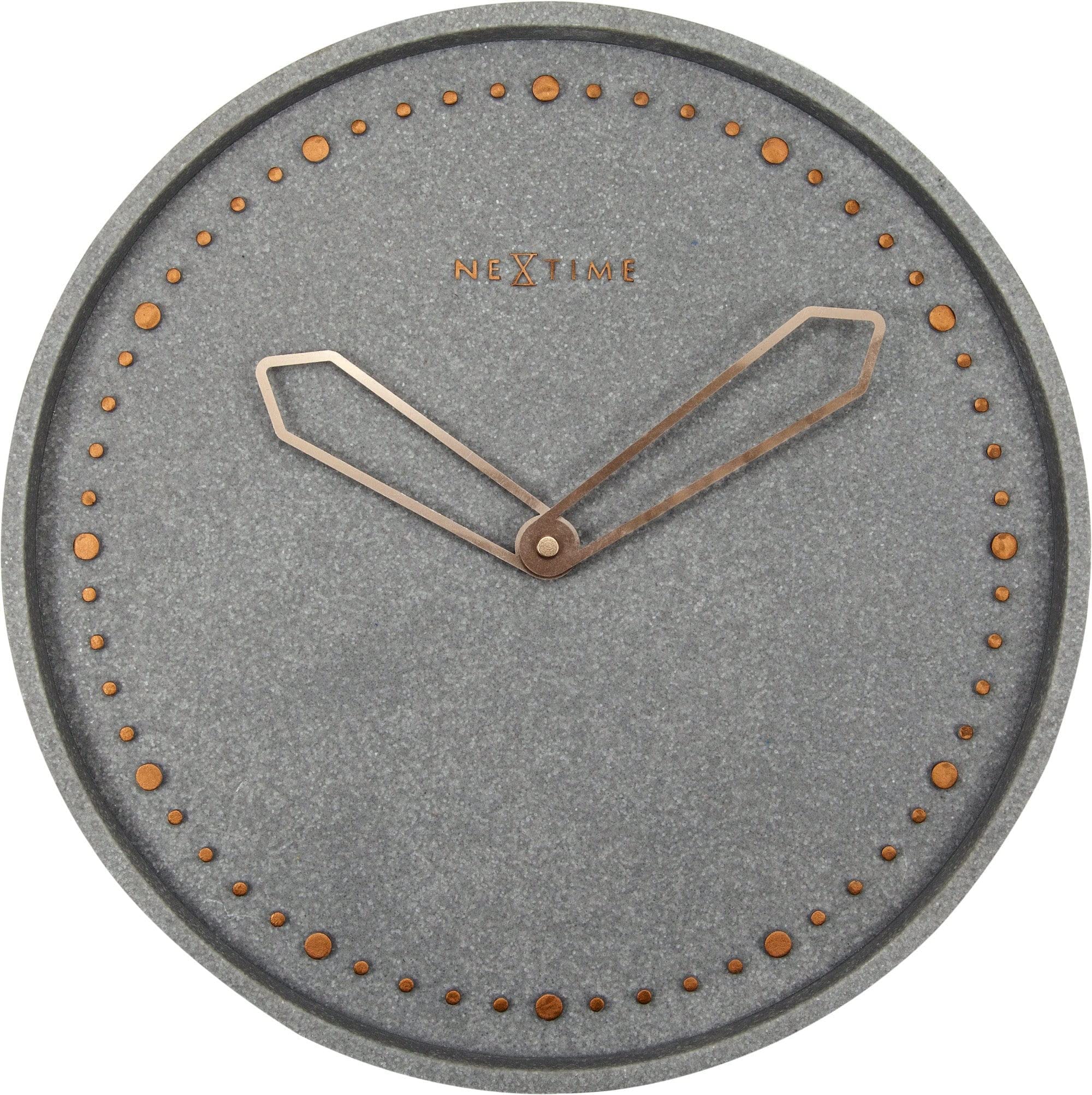 NeXtime wall clock "CROSS", very silent, round, stone / metal, grey, ø 35 cm