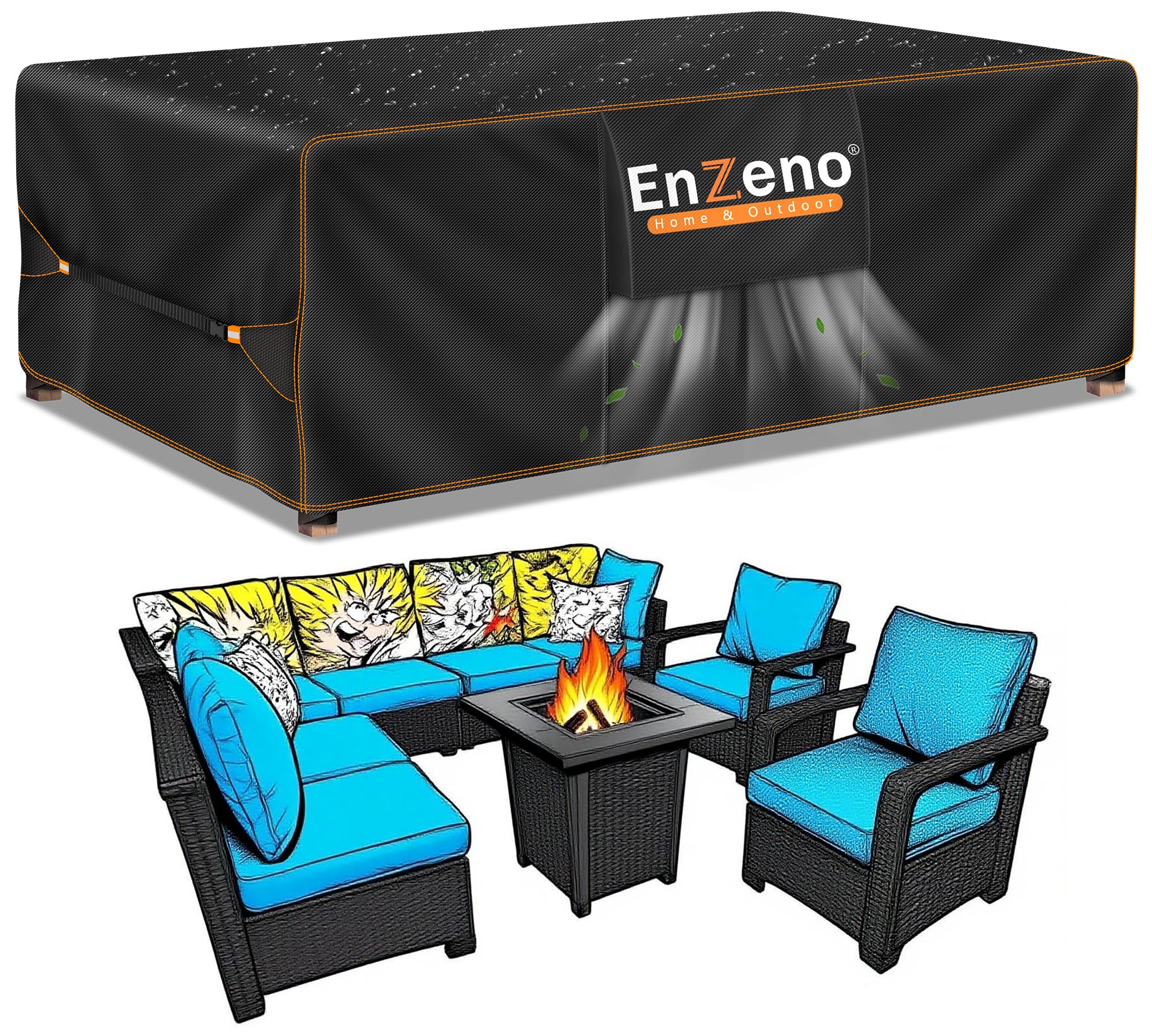 Outdoor Garden Furniture Covers Waterproof with Air Vent, 160x90x74 cm, Patio Furniture Cover for outside Rectangle/Rectangular Table and Chair Set, rattan furniture set…