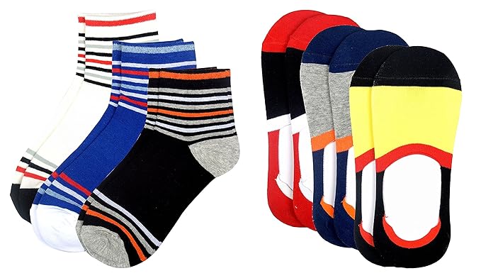 Winza Mens Low Cut & No Show Cotton Socks (Multi-Coloured, Set of 6)
