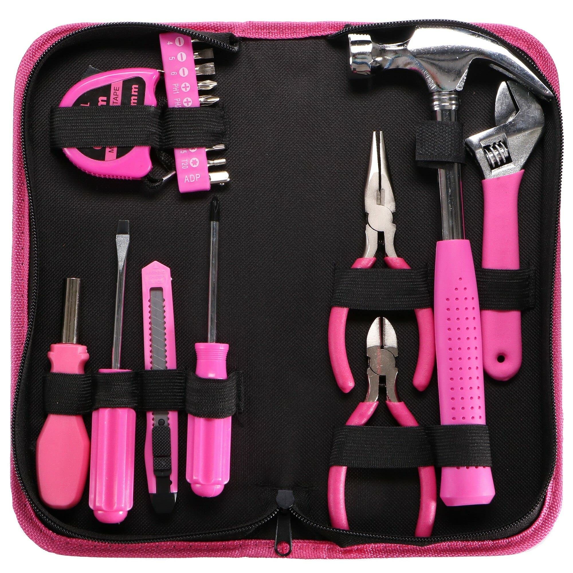 Sixtol Home Pink 20pc Tool Kit - Pink Tools for Ladies - 20pcs Home Tool Set in Plastic Case — image 1