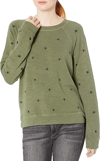 Monrow Women’s Allover Star Raglan Sweatshirt
