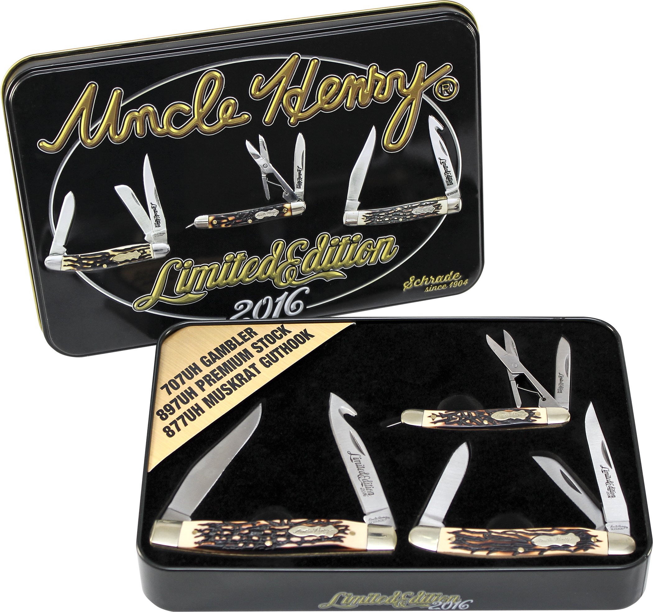 Uncle Henry Schrade 2016 Limited Edition Pocket Knife Gift Set with Tin