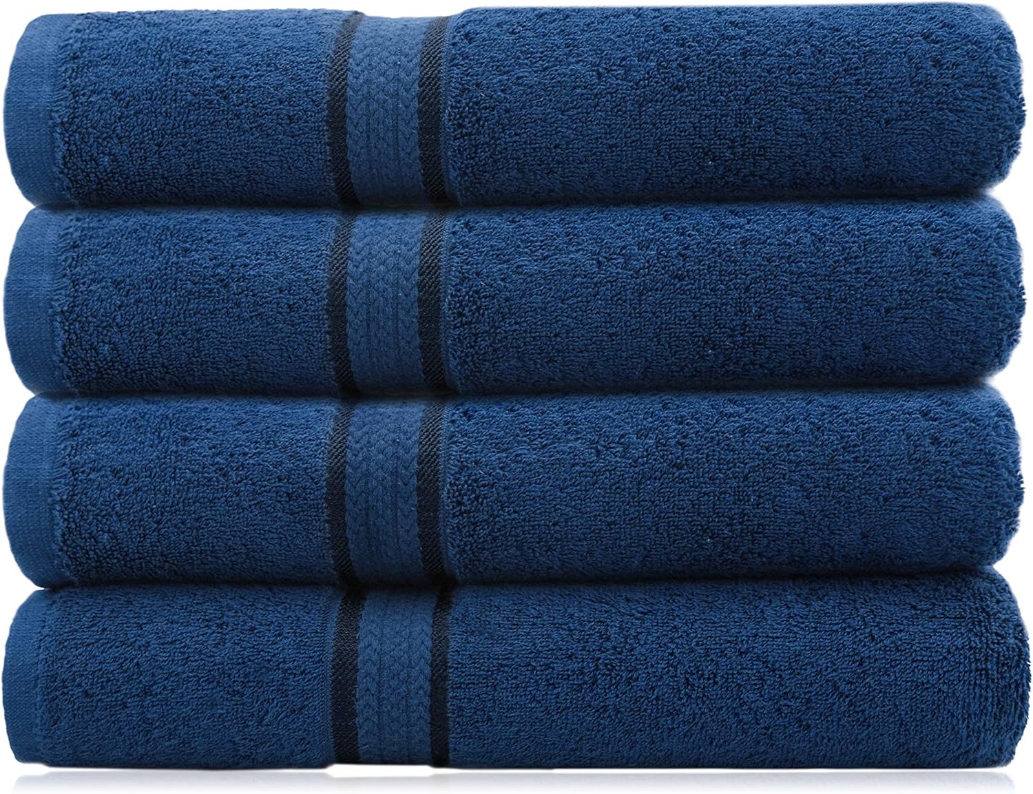COTTON CRAFT Ultra Soft Luxury Set of 4 Ringspun Cotton Bath Towels, 580GSM, Heavyweight, 30 inch x 54 inch, Navy Blue: Home & Kitchen