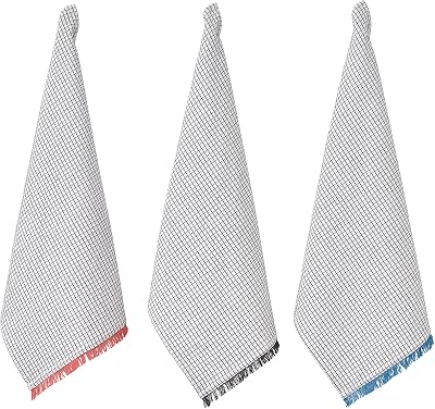 Penguin Home Set of 3 100% Cotton Kitchen Towels Black White 50x70 cm