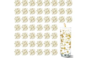 Cusmation 50 PCS Artificial Floating Beads for Centerpieces Vases, Gold 8+3mm String Beads for Wedding Party Faux Pearl String for Decorating, String Pearls for Crafts Vase Filler