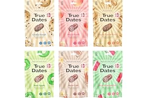 TRUE DATES Candy Dates, Variety, 6-3.5 Ounce Bags (Creamy Peanut Butter, Cookie Dough, Sour Apple, Sour Cola, Sour Watermelon, Sweet Peach) - Dates With Candy Flavor, Vegan, No Added Sugar, Gluten Free