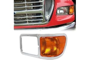 ECOTRIC Left Corner Signal Lights Compatible with 2000-2015 Ford F650 F750 w/Chrome Casing Headlight Bezel Trim Driver Side R