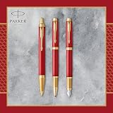 Parker IM Fountain Pen Premium Red Lacquer Gold Trim Fine Point Gift Box view 7