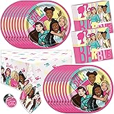 Barbie Birthday Party Decorations | Barbie Party Decorations | Serves 16 Guests | Officially Licensed | Tablecover, Plates, Napkins, Button