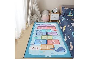 Soft Hopscotch Numbers Area Rug for Kids Room Bedroom, Non-Slip Washable Children Boys Girls Toddler Educational Runner Rug f