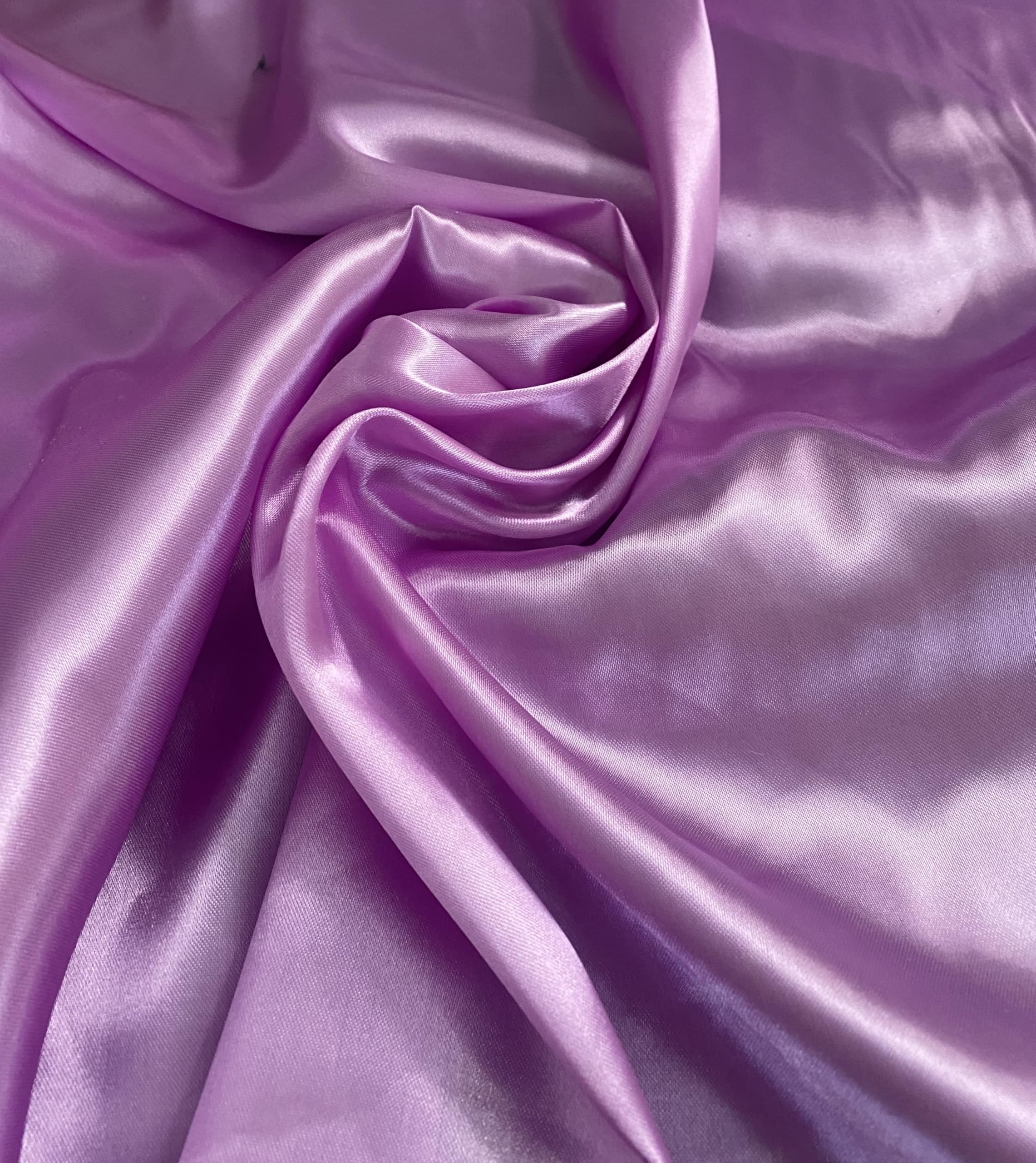 Plain Premium Poly Silk Satin Soft and Thick Fabric 58"/150cm Wide (Lilac, 1 Meter)