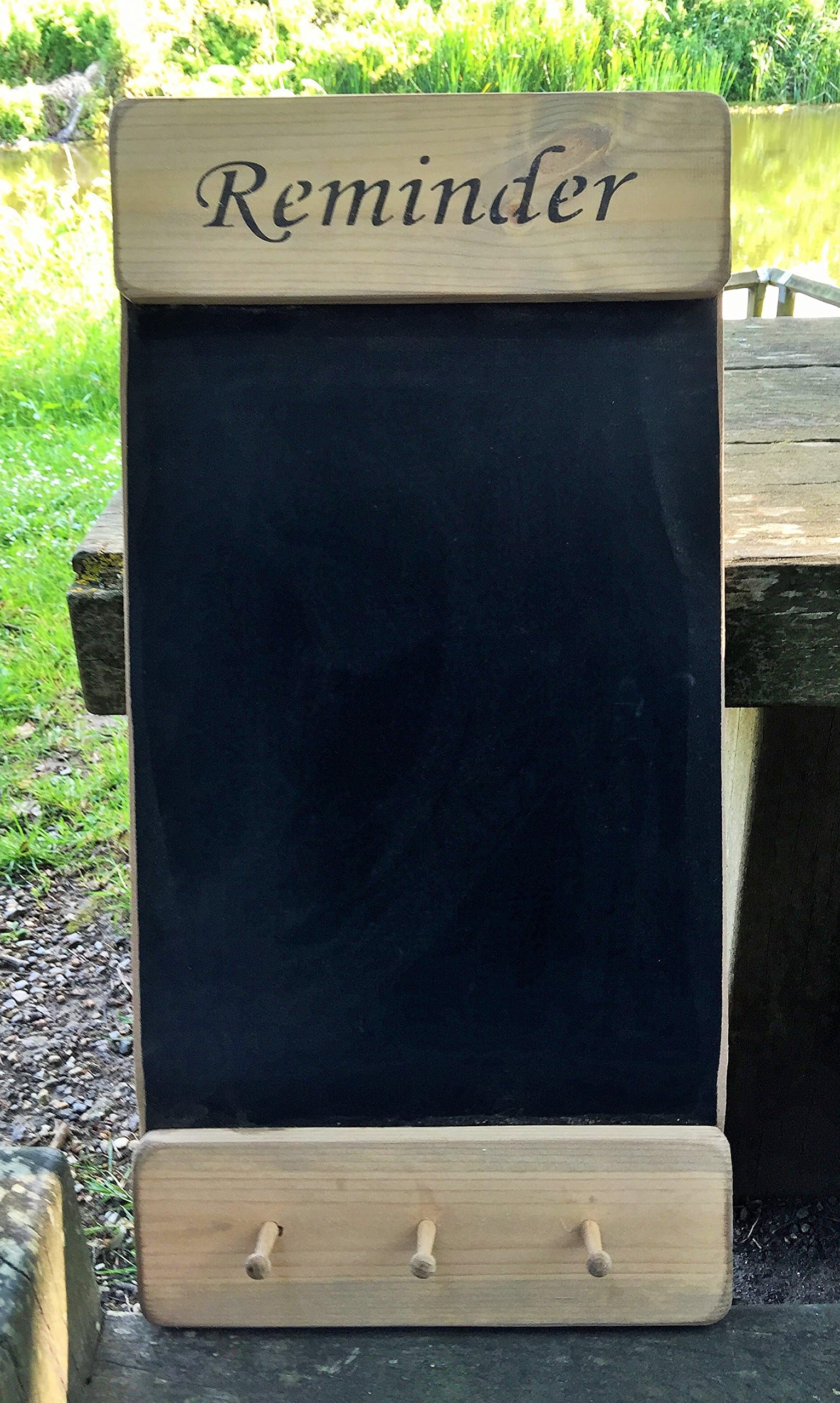 Austin Sloan Chalkboard/Memo Boards with Key Hooks and REMINDER Hand Painted Sign Plaque Gift Handmade By Vintage Product Designer