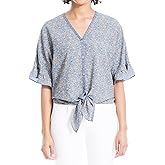 Max Studio Women's Crepe Front Tie Blouse