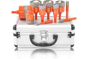 Diamond Hole Saw Kit for Tile, Ceramic, Granite, Marble and More Drilling - ZNXIMER 10pcs Tile Hole Saw Kit (6/10/12/20/25/30/35/40/45/50MM)
