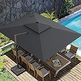 ZLACUIU 10x13FT Cantilever Outdoor Patio Umbrellas, Double Top Large Rectangle Umbrella, Heavy Duty 360° Rotation Offset Outdoor Sun Shade Umbrella for Garden Deck Pool Backyard Patio, Grey