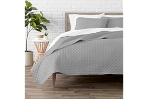 Bare Home Coverlet Set - Lightweight Bed Decor - Comforter Alternative - All-Season Quilted Bedspread (Twin/Twin XL, Light Grey)