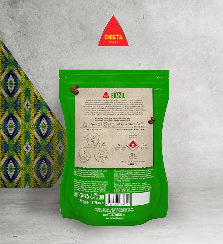 Delta Ground Roasted Coffee from BRAZIL for Espresso Machine or Bag 220g