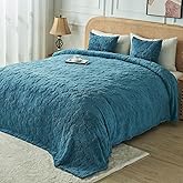 FY FIBER HOUSE Flower Throw Blanket Ultra Soft Blanket Fuzzy Blanket for Bed Couch Sofa, 50"x60", Storm Blue
