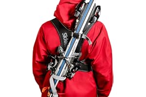 Sklon Adult Ski and Pole Carrier Strap Harness - Avoid the Struggle and Easily Transport Your Skis and Poles on Your Back - Light and Compact - HoneyComb Black