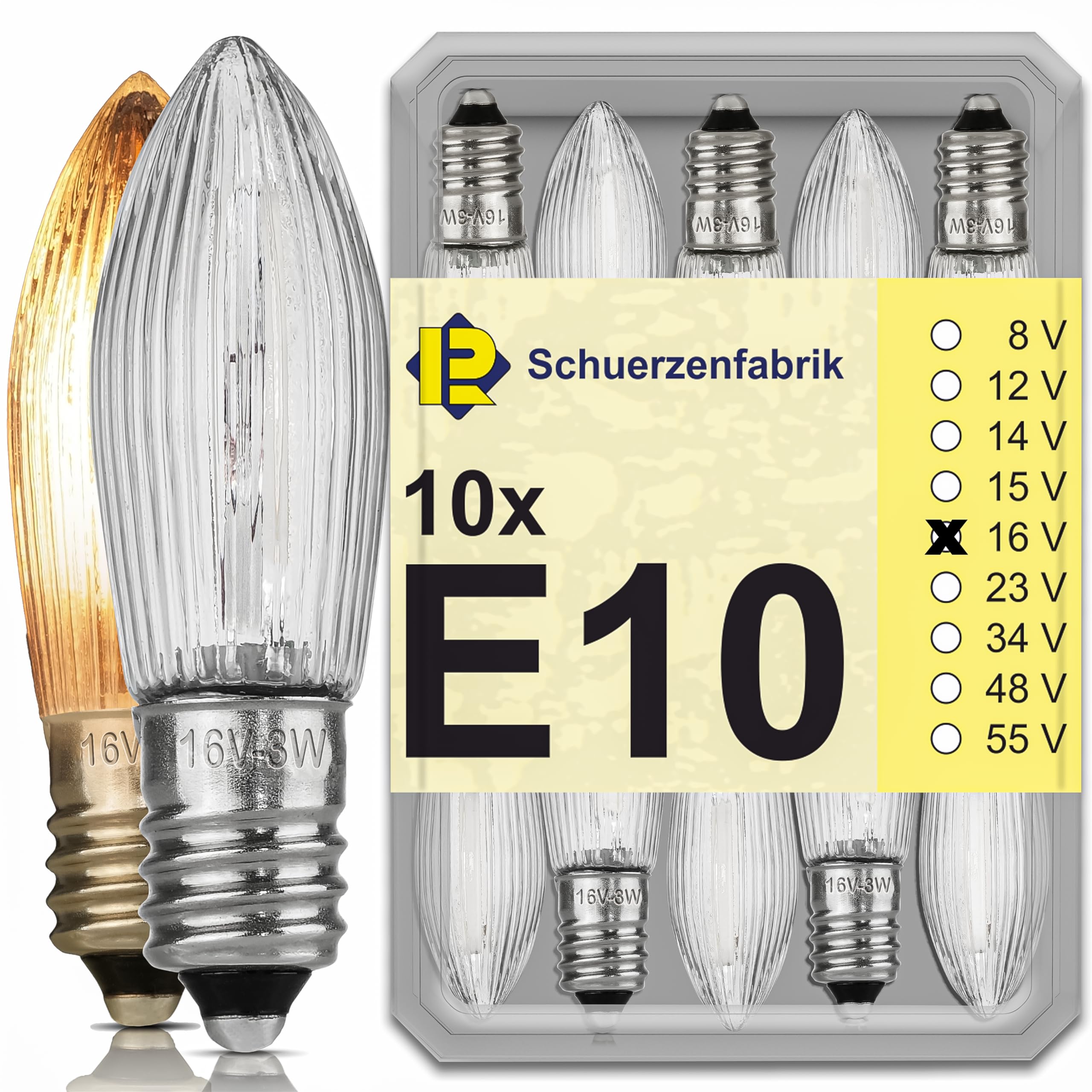 10 x Tapered Candle Replacement Candle Light Chain, 16V 16.00volts