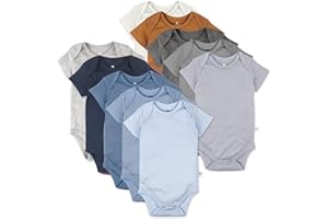 Honestbaby 10-Pack Short Sleeve Bodysuits One-Piece 100% Organic Cotton for Infant Baby Boys, Girls, Unisex