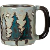 One (1) MARA STONEWARE COLLECTION - 16 Ounce Coffee Cup Collectible Dinner Mug - Pine Trees Design