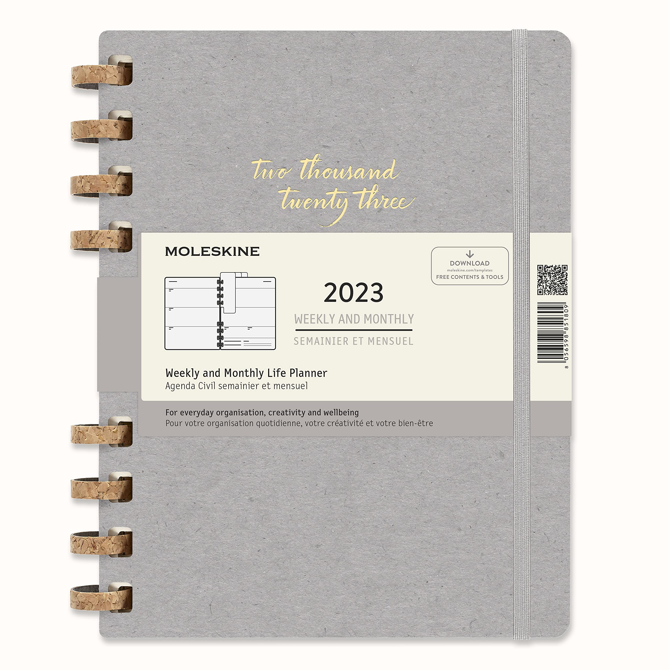 Moleskine Monthly Planner 2023, 12-Month Monthly Diary, Monthly Notebook with Hard Cover, Size Extra Large 19 x 25 cm, Remake Midnight