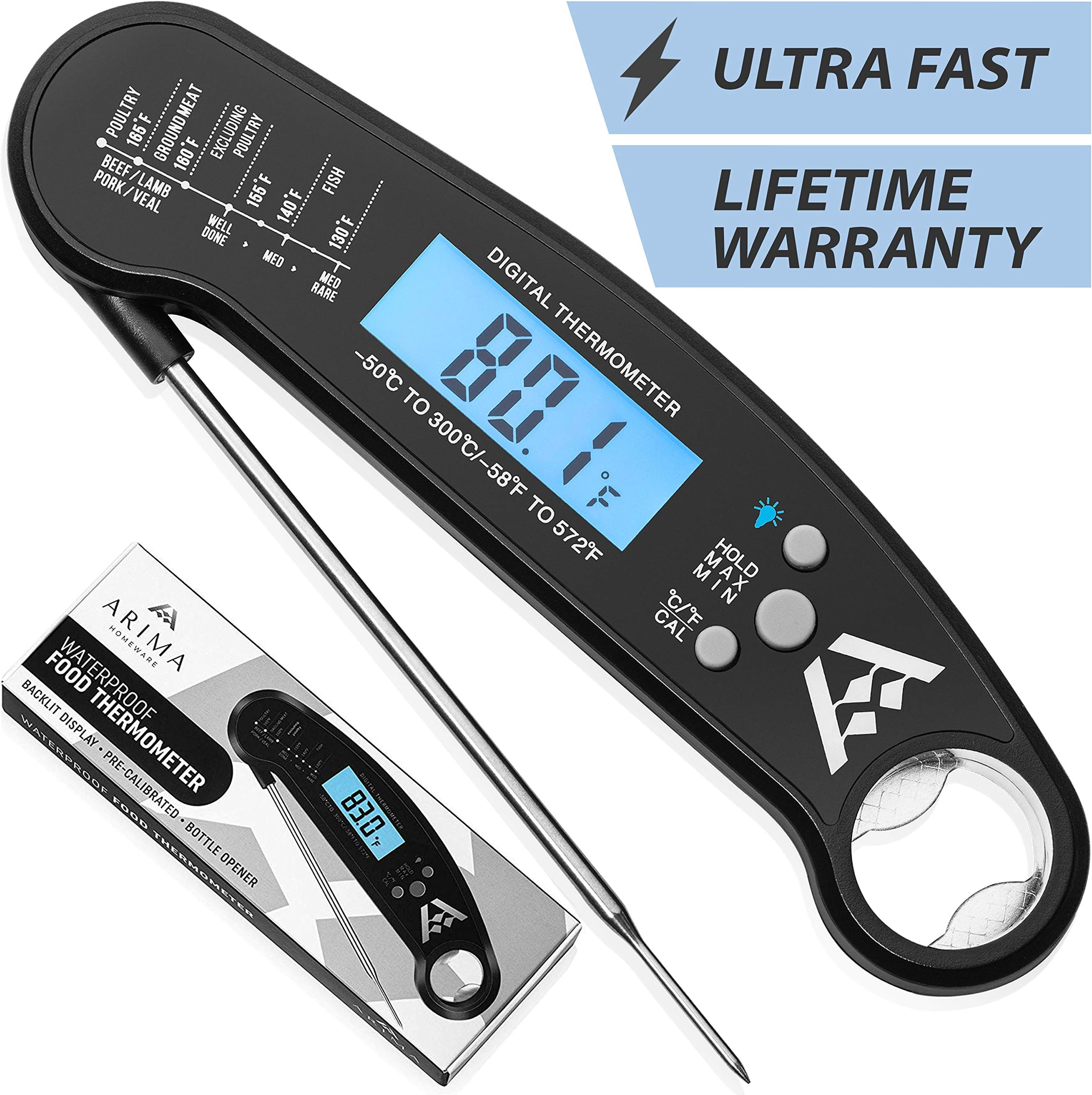 Arima Homeware Instant Read Thermometer Digital Meat Thermometer for