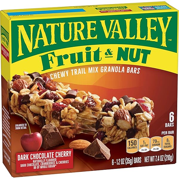 NATURE VALLEY GRANOLA BARS, CHEWY TRAIL MIX, DARK CHOCOLATE CHERRY 7.4 OZ (6 BARS)