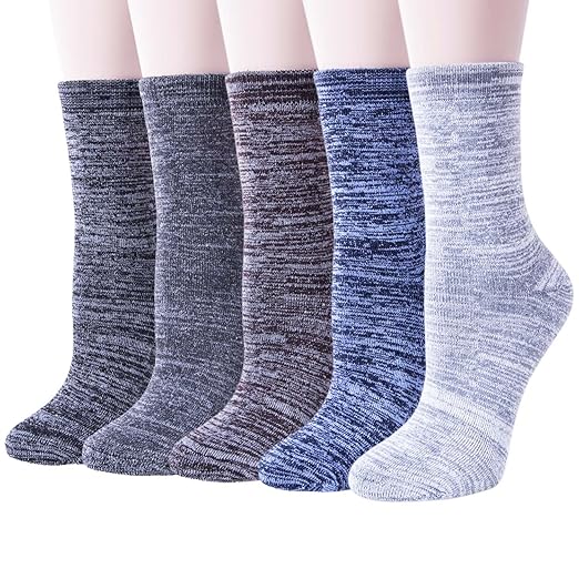 5 Paar Damen Winter Wollesocken, Super Weiche Dicke Warme Socken, bunte Farbe Premium Qualität MEHRWEG