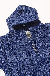 Aran Crafts Kid's Irish Cable Knitted Wool Hooded