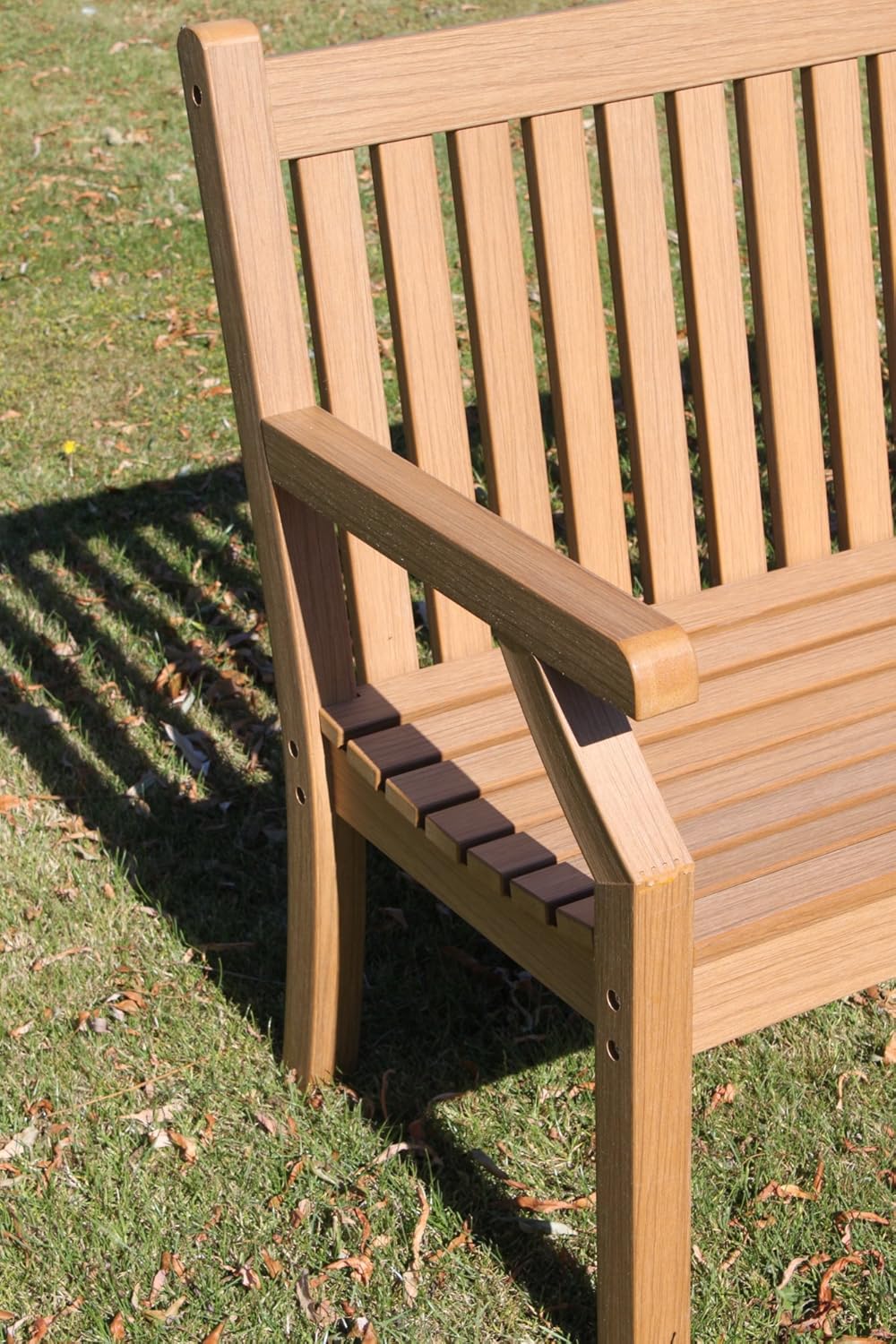 teak potting bench on Olive Grove Zero Maintenance Teak Effect Polymer 3 Seater Garden Bench Teak Colour