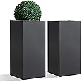 Wallowa Metallic Heavy Tall Outdoor/Indoor Planter Box, Rectangular, 14Lx14Wx30H Inches, ‎35LBS/PC, Dark Gray, No Assembly Required and Seamless, Set of 2