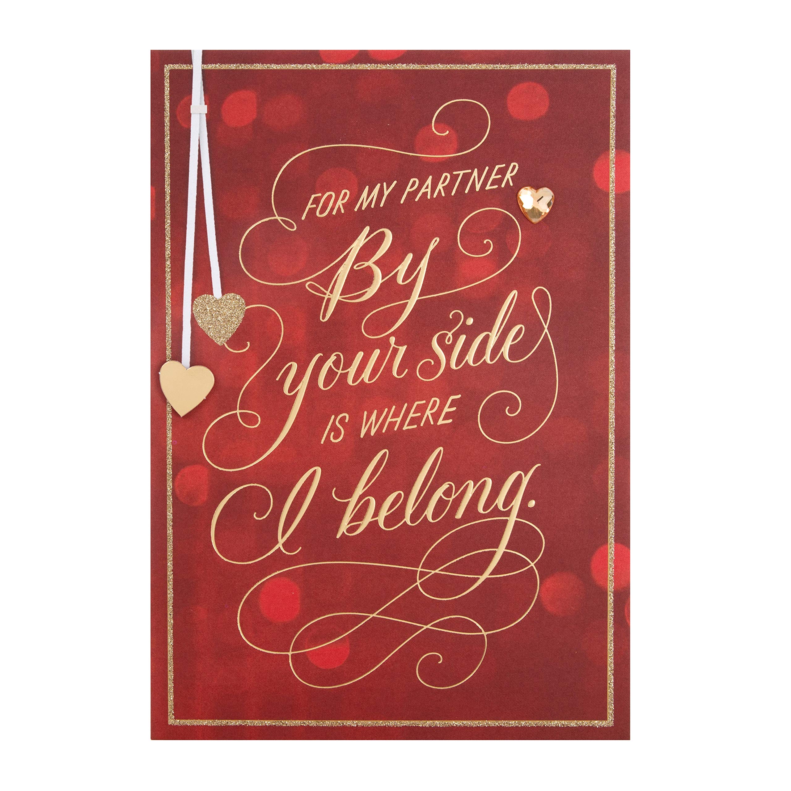 Hallmark Valentine's Card for Partner - Red & Gold Message Design