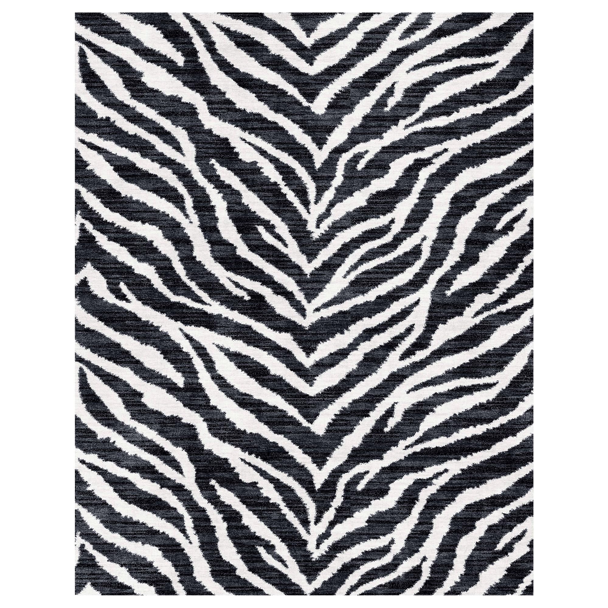 Gertmenian Indoor Easy-Care & Washable Area Rug – 9x13 Extra Large, Ideal for High Traffic Areas in Living Room, Bedroom, Entryway – Safari Black White, 23282 Image