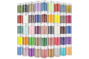LINWULTE Ultra Fine Glitter for Nails, Set of 45 Colors, Extra Fine Resin Glitter Powder, Holographic & Iridescent Glitter for Epoxy Resin, Body Glitter for Face Hair, Arts and Crafts Glitter Bulk for Tumblers